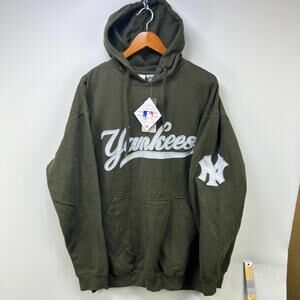 VTG NY Yankees Hoodie Olive Brand New Y2K Deadstock 2XL
